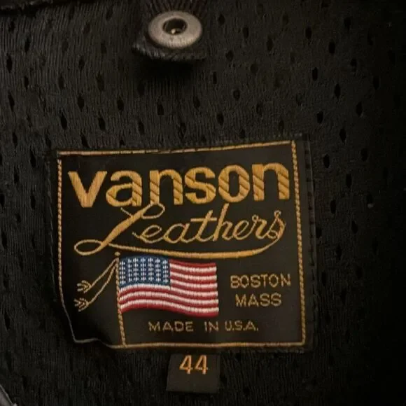 Vanson Black Leather Motorcycle Jacket 44 - Picture 10 of 10